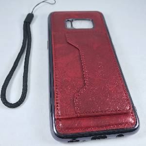 Electroplating TPU & Leather Case with Card Holder & Metal Sheet